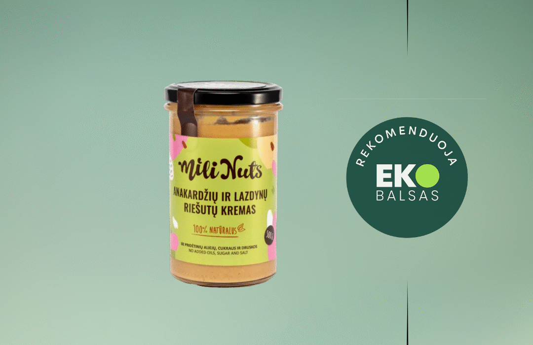 Rekomendacija – Mili Nuts „Anakardžių ir lazdynų riešutų kremas“ 1 Anakardžių ir lazdynų riešutų kremas