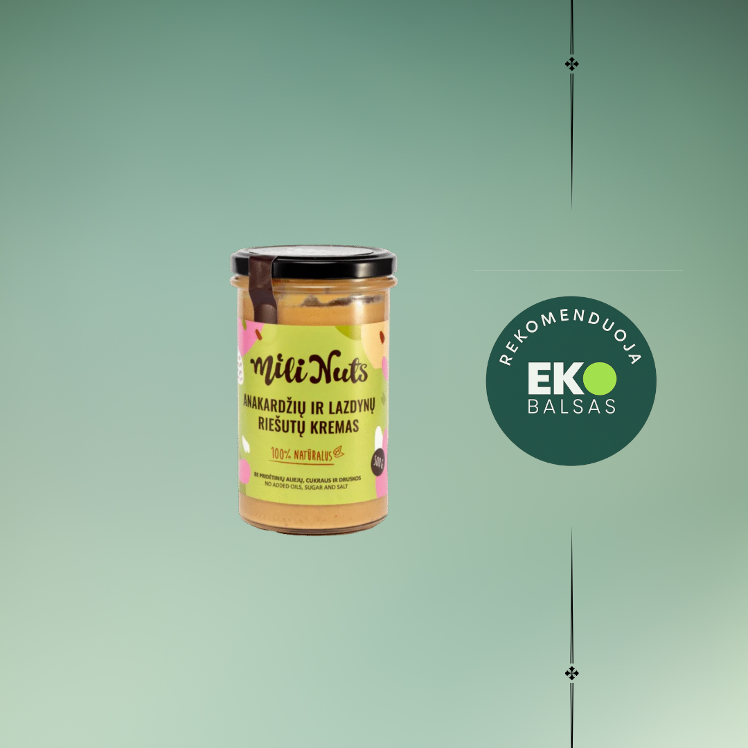 Rekomendacija – Mili Nuts „Anakardžių ir lazdynų riešutų kremas“ 3 Anakardžių ir lazdynų riešutų kremas